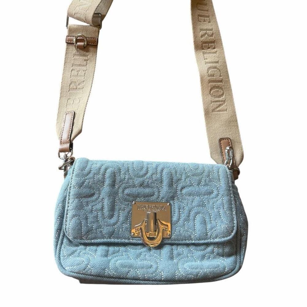 True religion blue denim crossbody